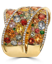 [14K] Gold EFFYÂ® Multi-Gemstone (5-3/4 Ct. T.W.) & Diamond (1/3 Ct. T.W.) Crossover Wide Statement Ring