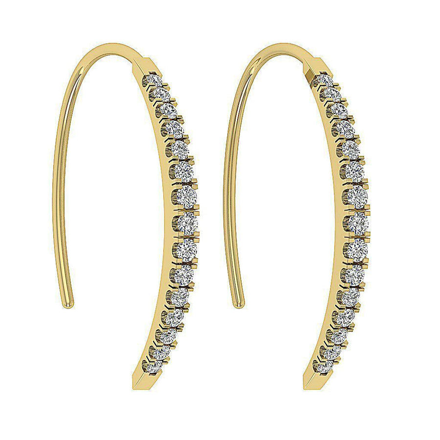 [14K, 0.40 Carat] Gold Open Hoops Earrings With Natural Diamonds