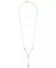 [14K, 1/2 Ct. T.W.]  Gold Diamond Cluster Elongated Lariat Necklace