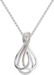 [14K, 18K, 0.11 Ct ] Twisted Style White/Yellow/Rose Gold With Natural Diamond Chain Pendant