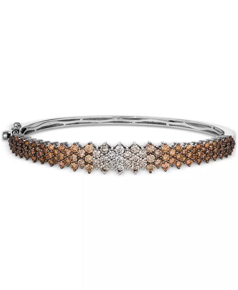 [14K, 3-1/2 Ct. T.W.] Yellow or White Gold Ombré® Chocolate Diamond Cluster Bangle Bracelet