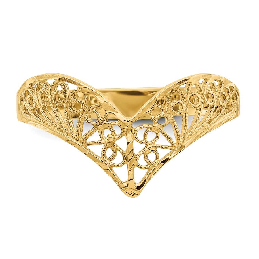 [14K] Yellow Gold Polished Diamond-Cut Filigree Ring 