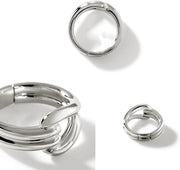 [ 0.925] Sterling Silver Surf Link Ring