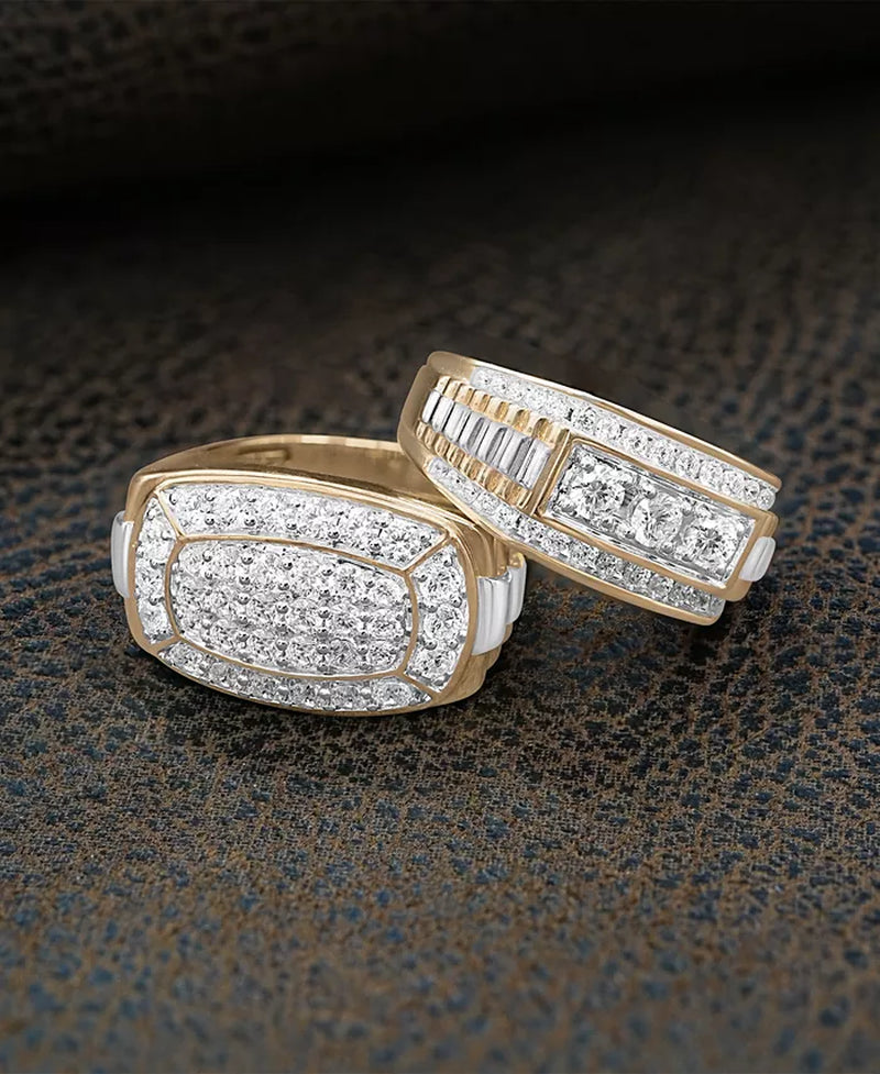 [10K, 2 Ct. T.W.] Gold Men's Diamond Cluster Two-Tone Ring