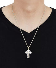 [14K, 1 Ct. T.W.] Two-Tone Gold Lab Grown Diamond Cross Pendant