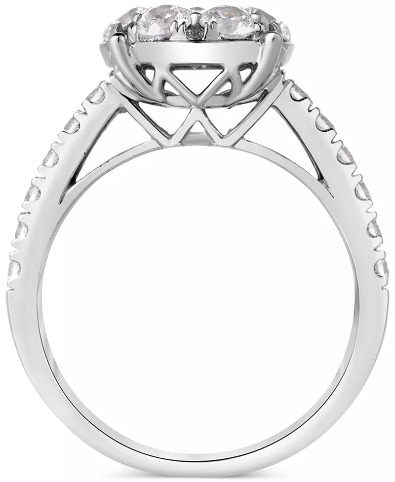 [14K, 2 Ct. T.W.] White Gold Diamond Halo Cluster Engagement Ring