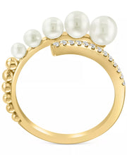 [14K] Gold Cultured Freshwater Pearl (2-1/2 - 4-1/2Mm) & Diamond (1/10 Ct. T.W.) Bypass Ring