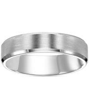 Brushed Finish Platinum Men's Comfort Fit Bevel Edge Wedding Band