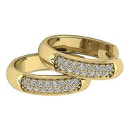 [14K, 0.15 Ct] Yellow Gold Hoops Earrings With Natural Round Diamonds