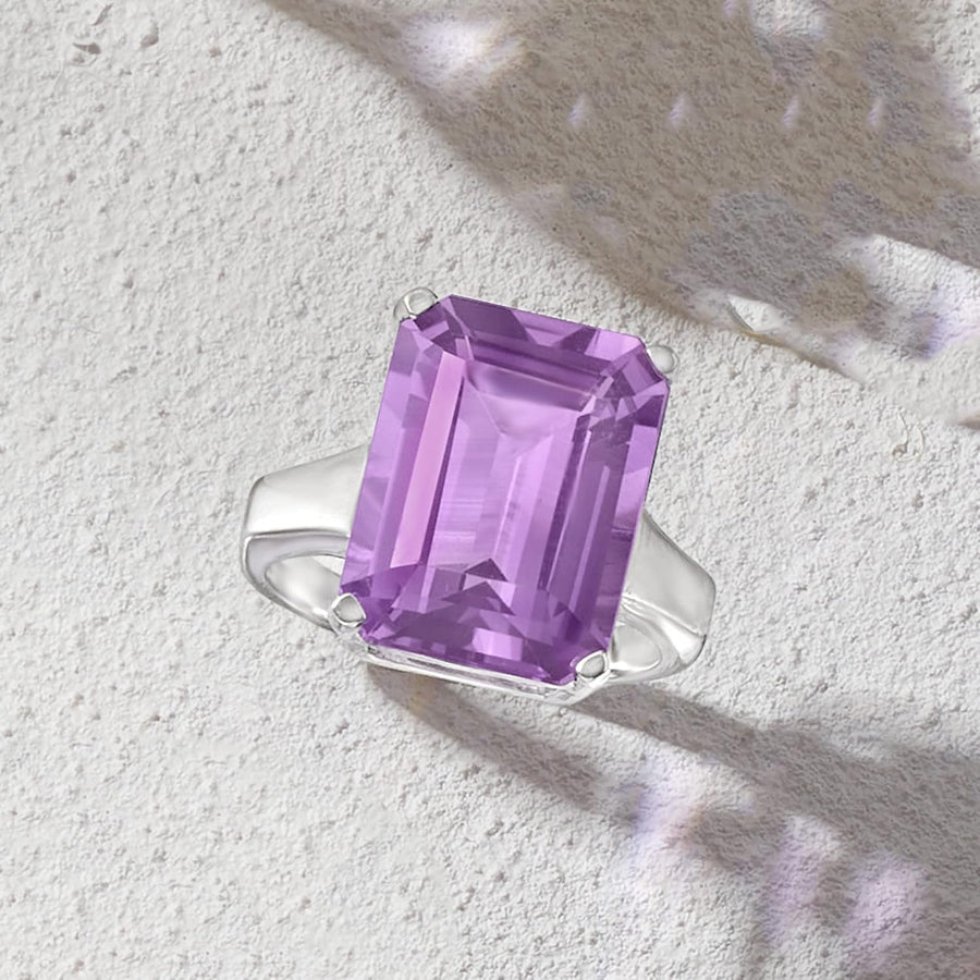 [11 Ct] Amethyst Sterling Silver Ring