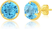 Roped Halo Gemstone round Stud Earrings