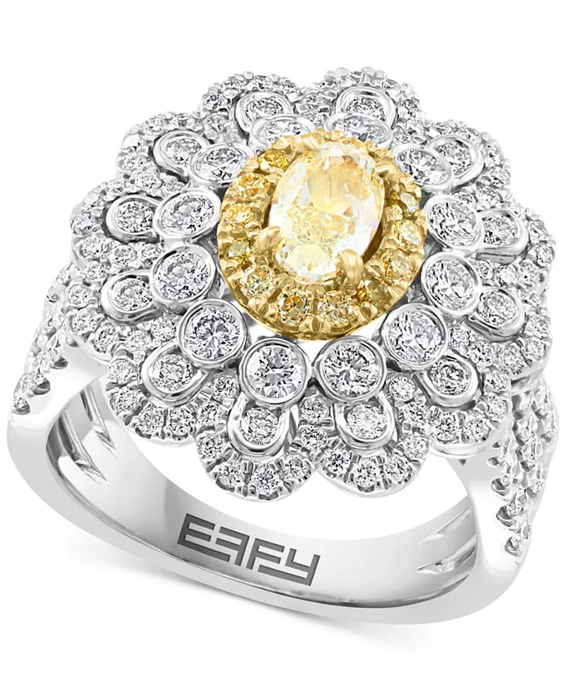 [18K] Two-Tone Gold Yellow Diamond (7/8 Ct. T.W.) & White Diamond (1-1/3 Ct. T.W.) Ring