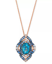 [14K] Rose Gold  Deep Topaz (2 Ct. T.W.), Denim Ombrã© (3/4 Ct. T.W.), & White Sapphire (1/6 Ct. T.W.) Pendant