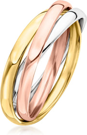 [14 Kt] Tri-Colored Golden Twine Ring