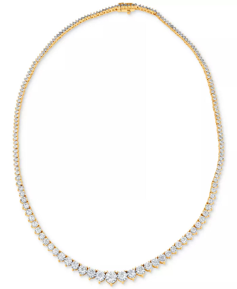 [14K, 5 Ct. T.W.] Yellow Gold Diamond Graduated Tennis Necklace