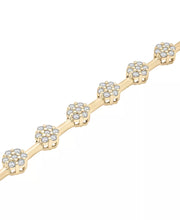 [2 Ct. T.W.] 14K Gold Diamond Flower Cluster Link Bracelet