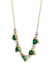 [14K] Gold Emerald (2-1/2 Ct. T.W.) & Diamond (1/5 Ct. T.W.) 16" Necklace 