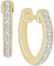 Men'S Diamond Baguette Small Hoop Earrings (1/20 Ct. T.W.) in 10K Gold, 5/8"