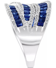 [14K] White Gold Sapphire (3-1/3 Ct. T.W.) & Diamond (5/8 Ct. T.W.) Swirl Statement Ring