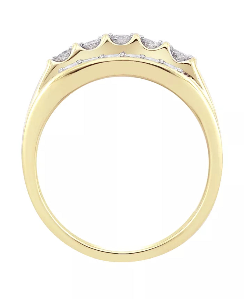 [10K, 1 Ct. T.W] Gold Men's Diamond Cluster Ring