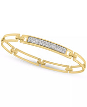 [ 1-3/8 Ct. T.W]  Gold-Plated Sterling Silver Mens Zircon Bar Cluster Rectangular Open Link Bangle Bracelet