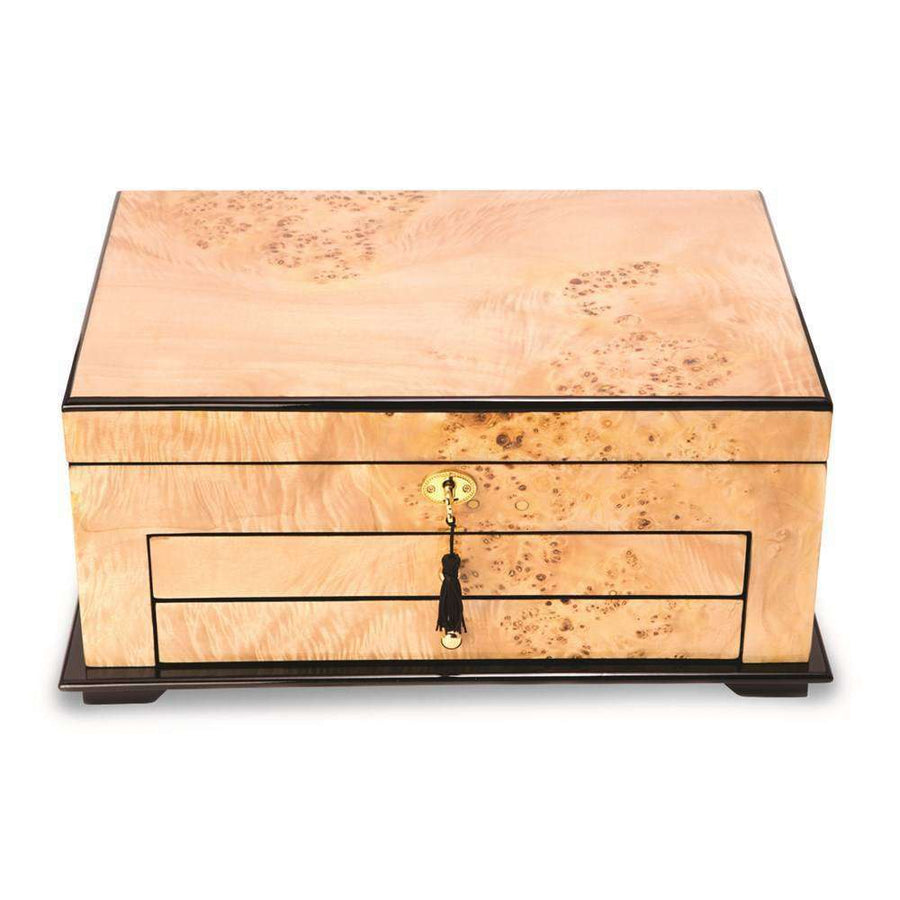 Birdseye Maple Lacquered Wood 3 Level Jewelry Box