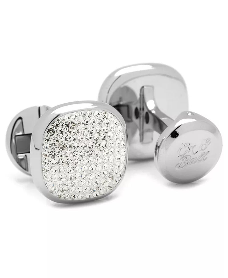 Mens Pave Preciosa Crystals Cufflink Stud Set