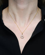 [14K, 1/10 Ct. T.W.] Gold & Round Diamond Sun Pendant Necklace