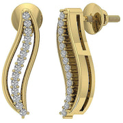 [14K, 0.15 Ct] Gold Fashion Huggie Earrings With Natural Diamonds