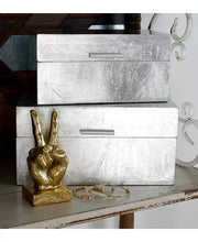 Cosmopolitan Set of 2 Silver Wood Glam Box, 11", 13"