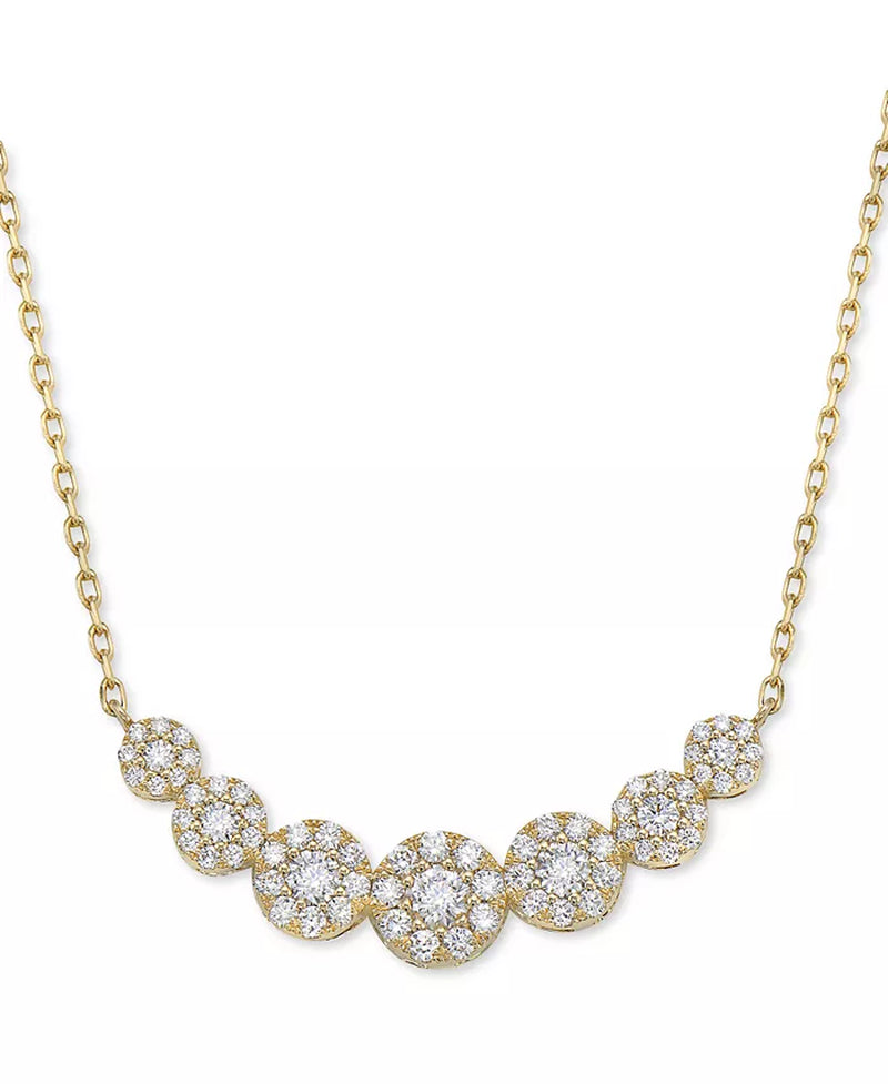 [14K, 3/4 Ct. T.W] Diamond Multi Halo Collar Necklace