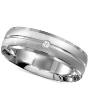 [14K] White Gold Diamond Accent Men's Band