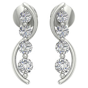 Journey Earring SI1 G 0.35 round Cut Diamond Carat 14K White Gold 0.50 Inch