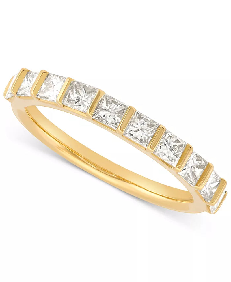 [14K, 1 Ct. T.W.] Gold Diamond Princess Ten Stone Band