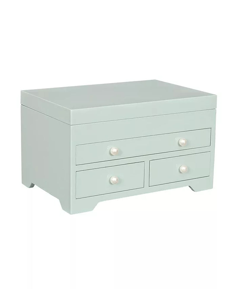 High Gloss Wooden Jewelry Box in Seafoam Finish