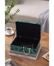  Imported Blueish-green Marbled Jewelry Case with Geode Finial