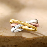 [14 Kt] Tri-Colored Golden Twine Ring