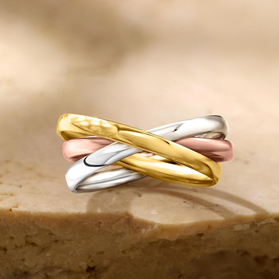 [14 Kt] Tri-Colored Golden Twine Ring