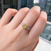 Natural Real Rare Classic Fancy Yellow Diamond Ring