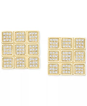 [10K, 1 Ct. T.W.] Gold Diamond Square Cluster Stud Earrings