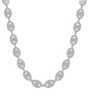 [10K, 15-3/4 Ct. T.W.] White Gold Mens Diamond Mariner Puff Link 24" Chain Necklace