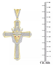 [10K] Gold Diamond (3/8 Ct. T.W.) & Ruby (1/10 Ct. T.W.) Lion Cross Pendant