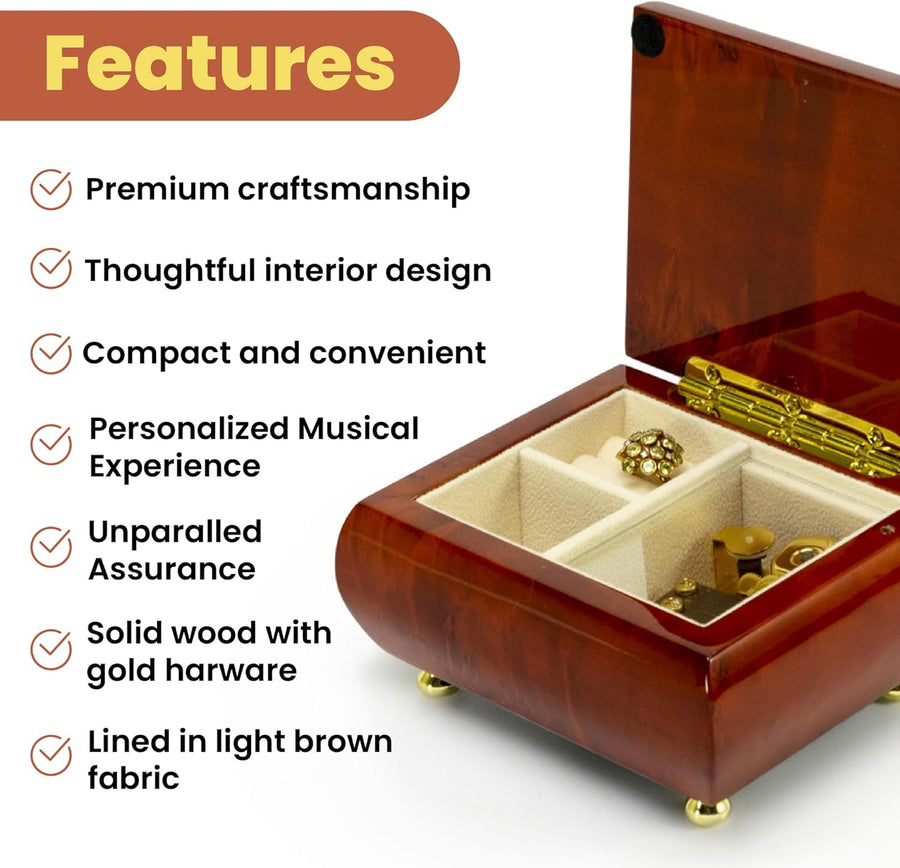 Simple yet Beautiful and Classy Wooden Music Jewelry Box-Many Songs to Choose-I Want to Hold Your Hand