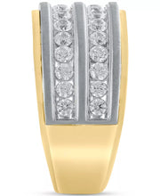 [10K, 1-1/2 Ct. T.W.] Two-Tone Gold Diamond Double Row Men's Band