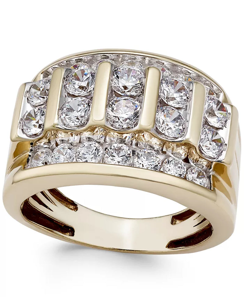 [10K, 3 Ct. T.W.] Gold Mens Diamond Elevated Cluster Ring