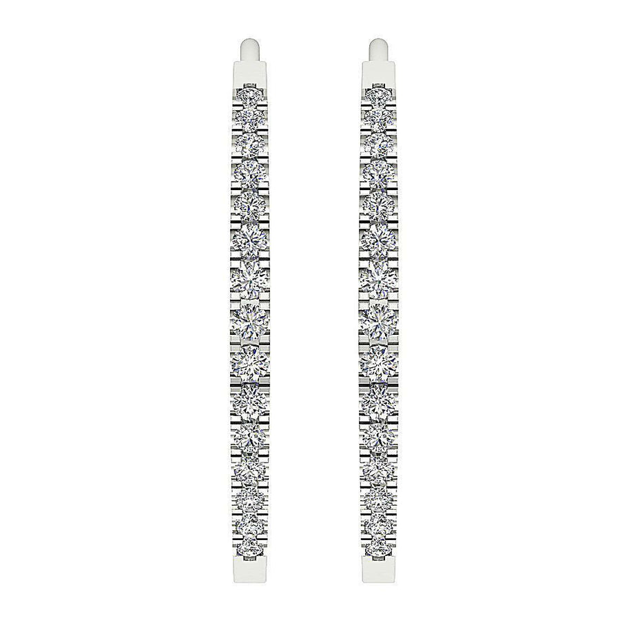 [14K, 0.40 Carat] Gold Open Hoops Earrings With Natural Diamonds