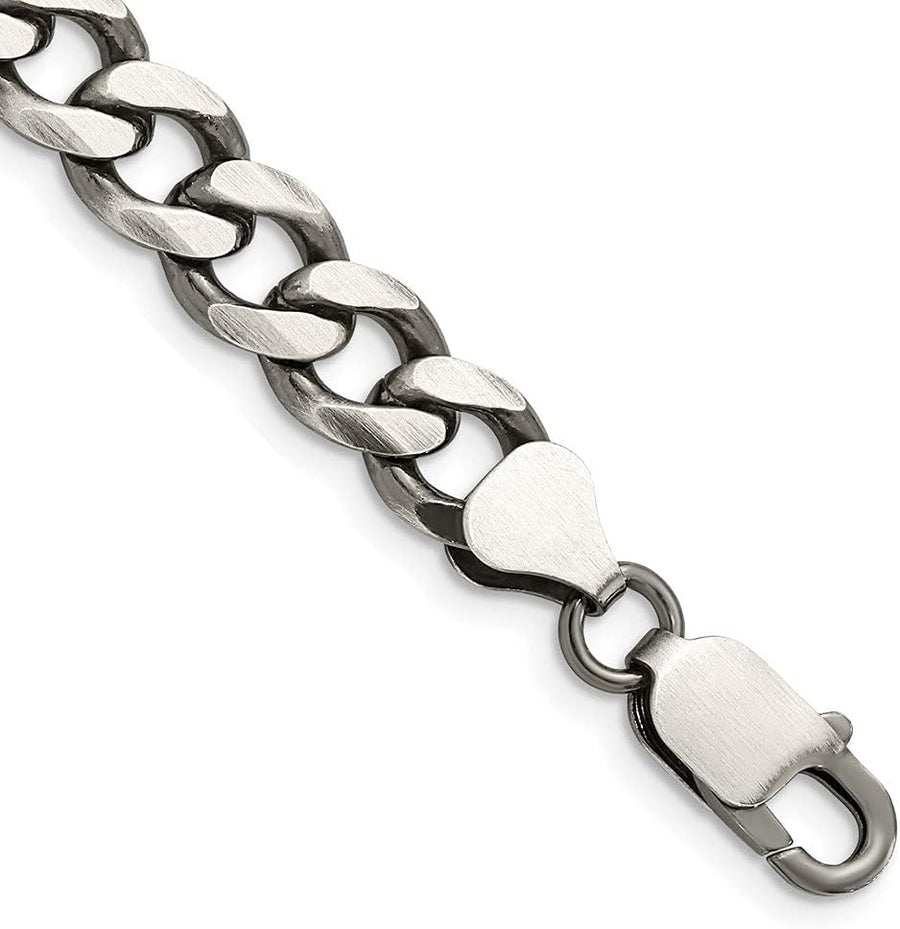 Men'S 7.5Mm Sterling Silver Solid Antiqued Flat Curb Chain Necklace