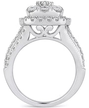 [14K, 2 Ct. T.W.] White Gold Diamond Square Cluster Engagement Ring