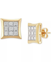 [10K, 1/2 Ct. T.W.] Gold Lab Grown Diamond Square Cluster Stud Earrings