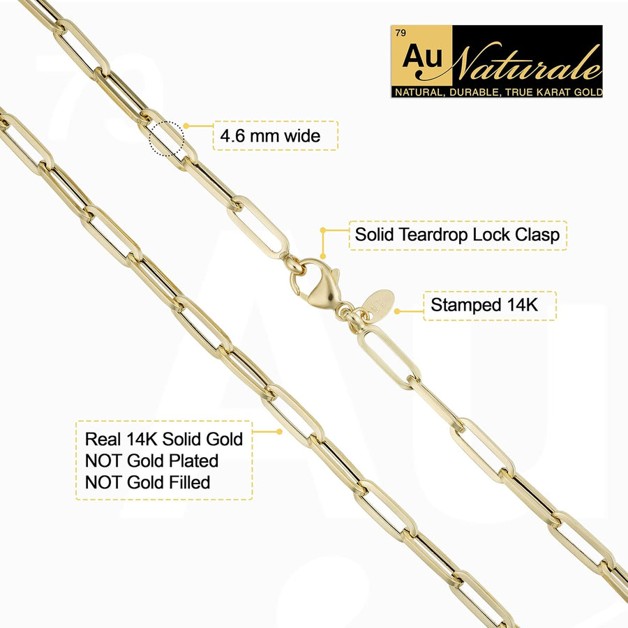 [14K] Yellow/White Gold Italian Capsule Paperclip Link Chain Necklace